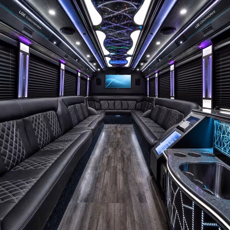 15 Passenger Party Bus Interior