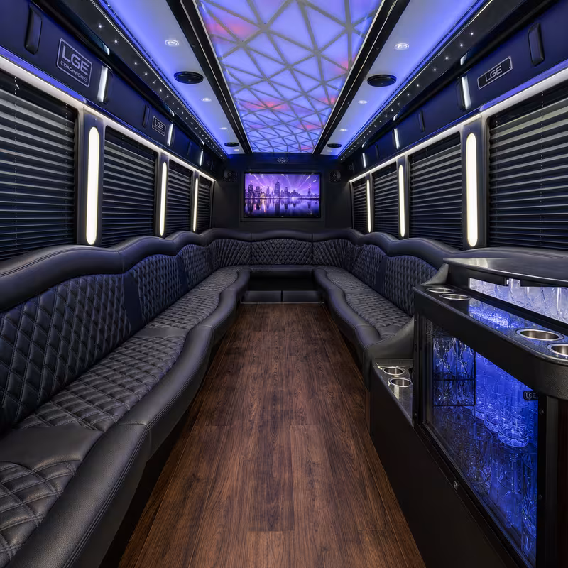 15 Passenger Party Bus Interior