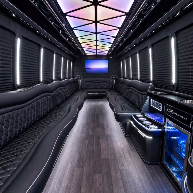 18 Passenger Party Bus Interior