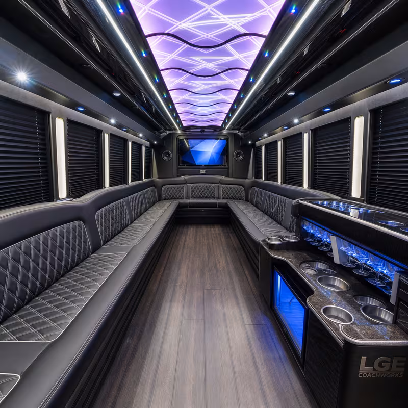 18 Passenger Party Bus Interior