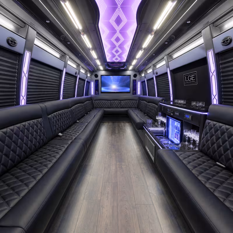 20 Passenger Party Bus Interior