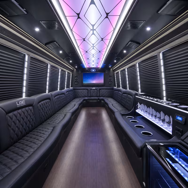 28 Passenger Party Bus Interior