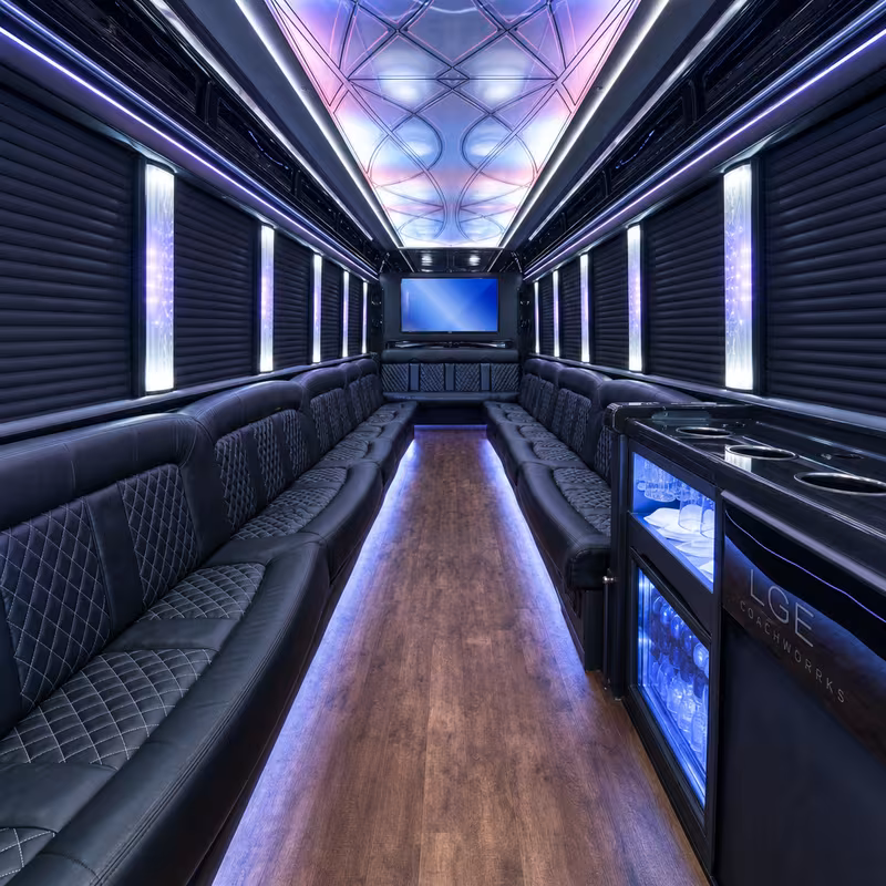 28 Passenger Party Bus Interior