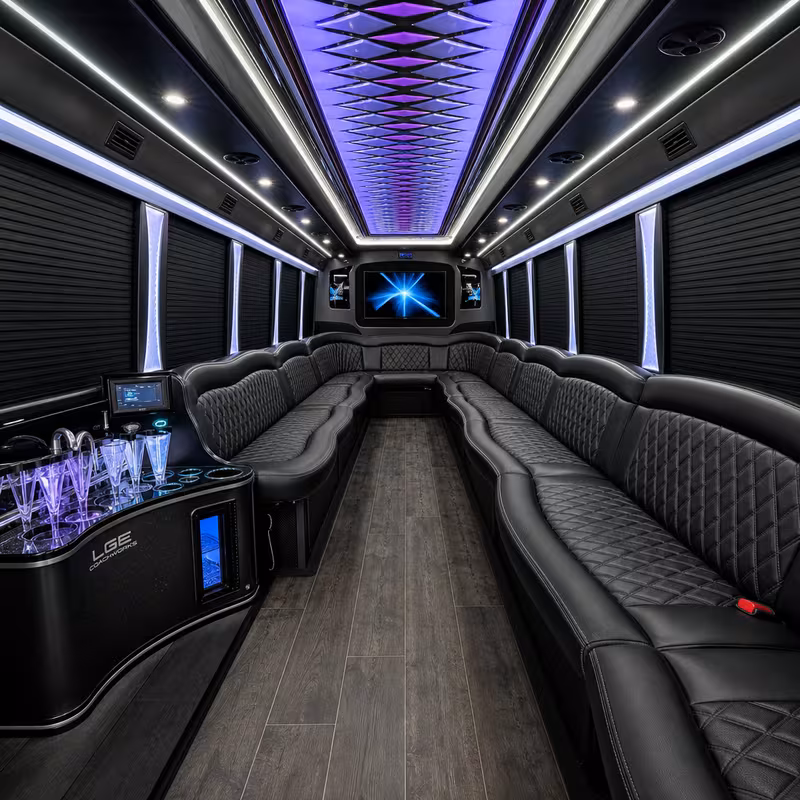 30 Passenger Party Bus Interior