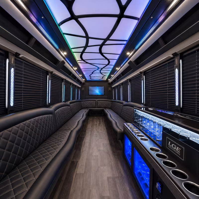 50 Passenger Party Bus Interior