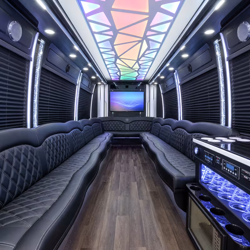 50 Passenger Party Bus Interior