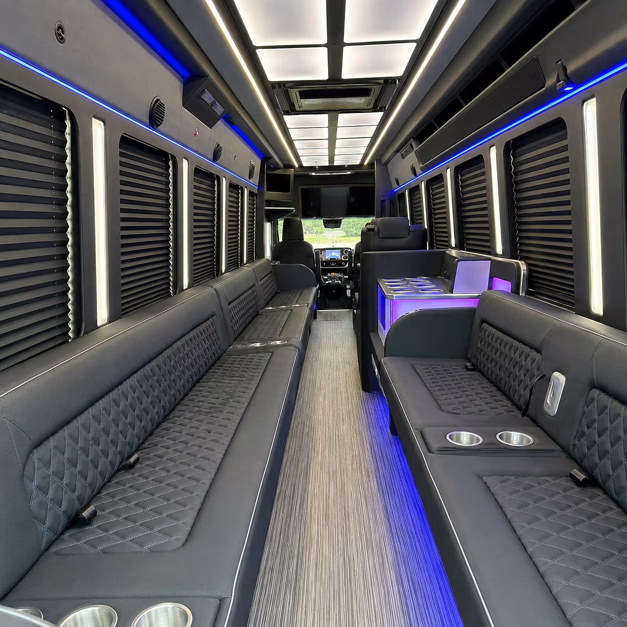 Pasadena Private Event Transportation party bus interior