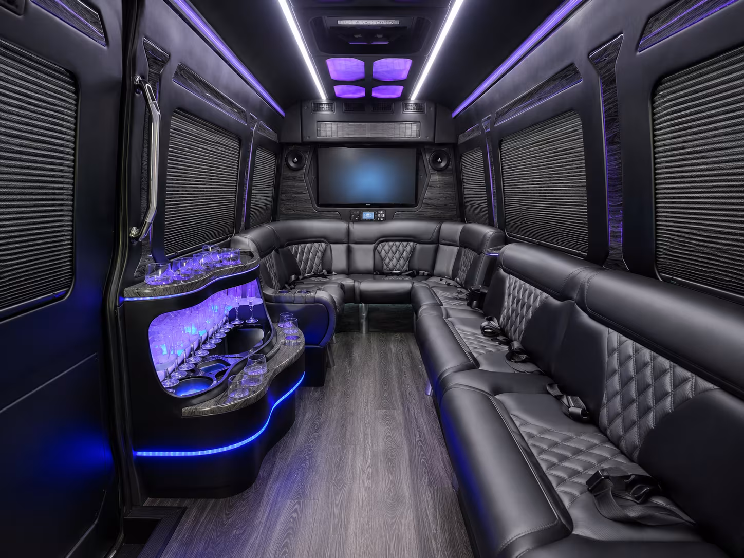 Pasadena School Event Transportation party bus exterior