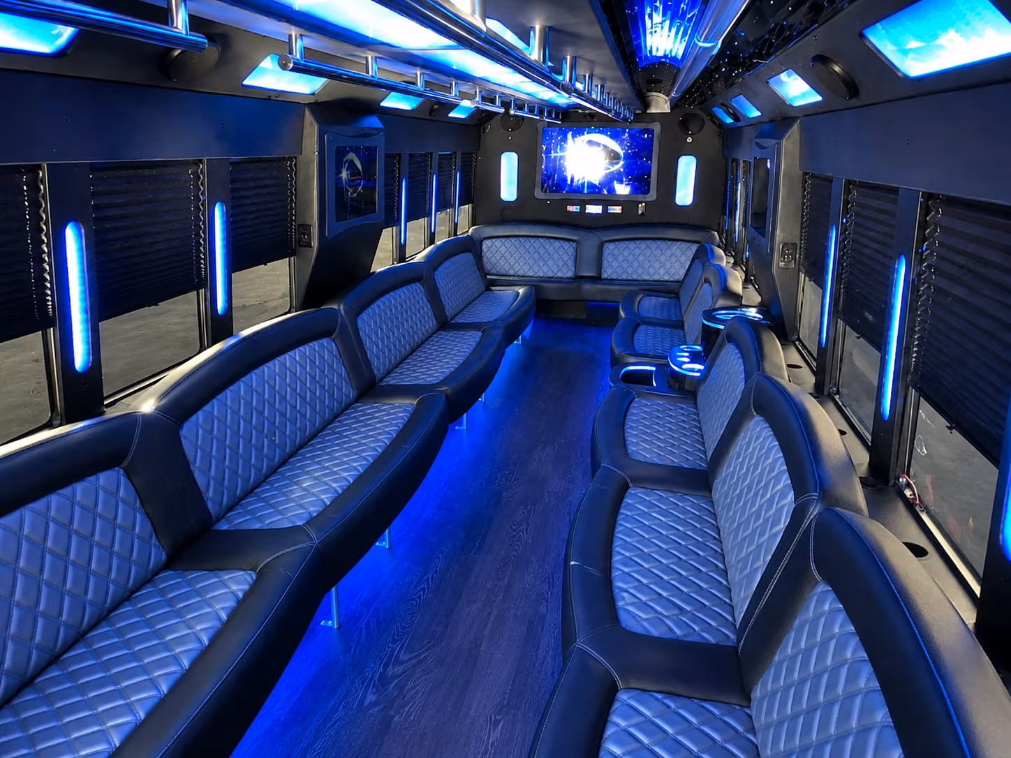 Pasadena Sporting Event Transportation party bus interior