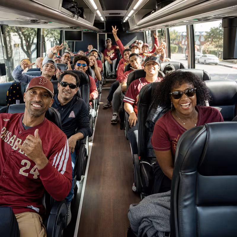 Black Mercedes Sprinter van staged for an Pasadena Sporting Event Transportation group