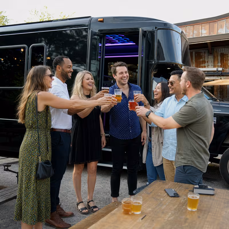 Passengers loading luggage while boarding an Pasadena group shuttle
